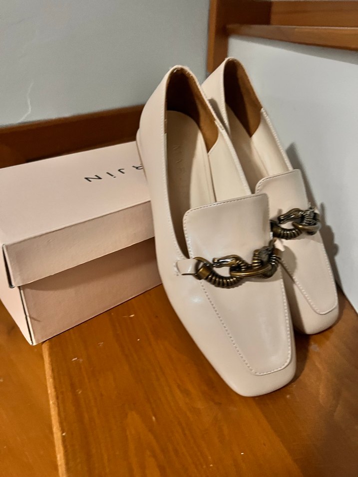 Bej Deri Tokalı Blok Topuklu Kadın Ayakkabı - Görsel 2