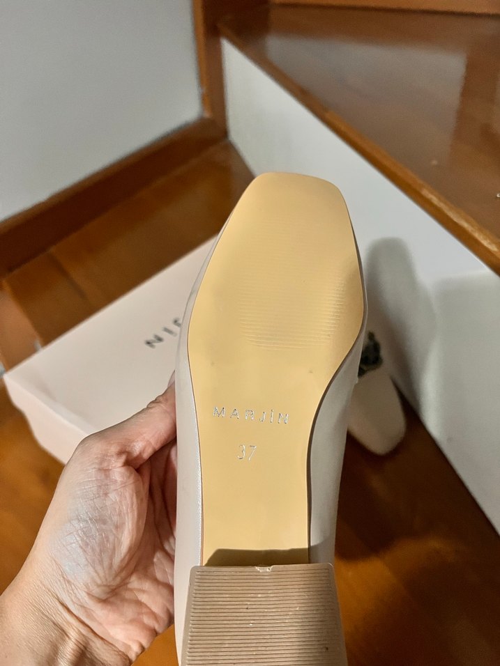 Bej Deri Tokalı Blok Topuklu Kadın Ayakkabı - Görsel 3