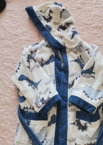 Kapüşonlu Erkek Çocuk Bornoz - Dinazor Desenli - Görsel 3