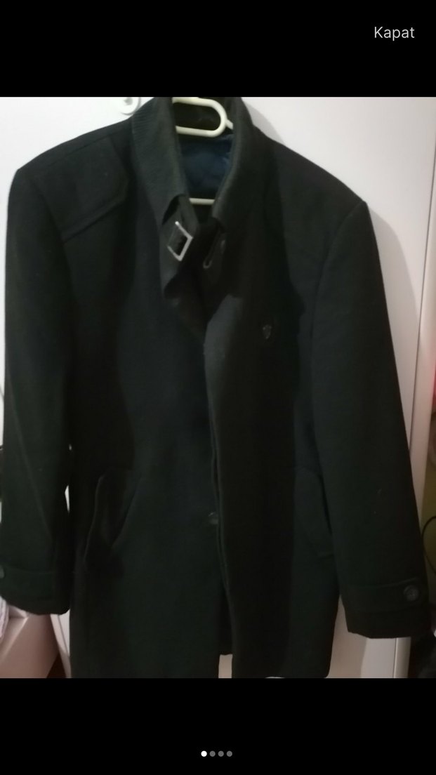 Siyah Süet Midi Erkek Kemerli Kaban - Görsel 2