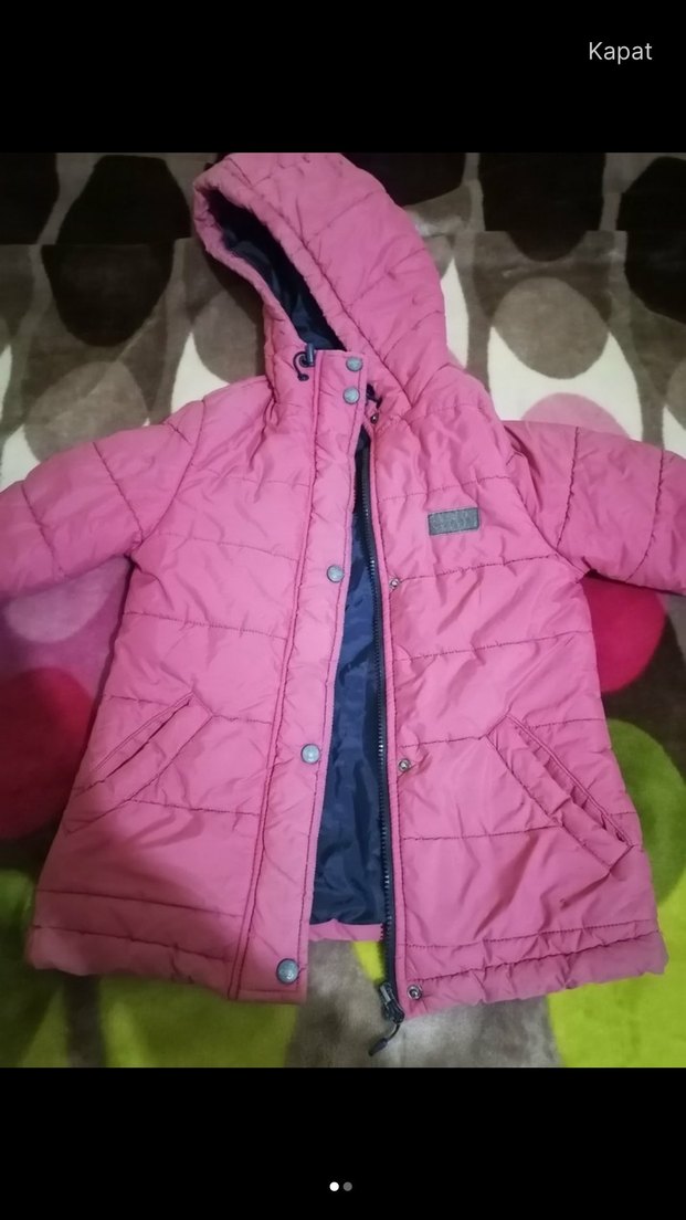 Kız Çocuk Pembe Kapüşonlu Mont - Görsel 2