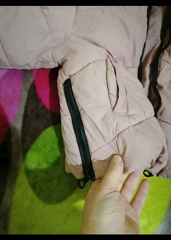 Bej Midi kuz 4 5 yakçocuk Kışlık Mont - Görsel 2