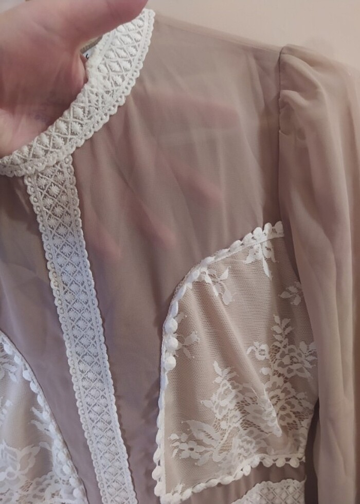 Tül dantel zarif elbise - Görsel 3