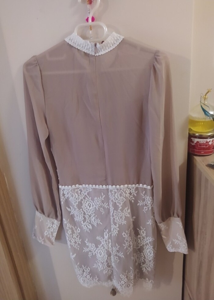 Tül dantel zarif elbise - Görsel 5