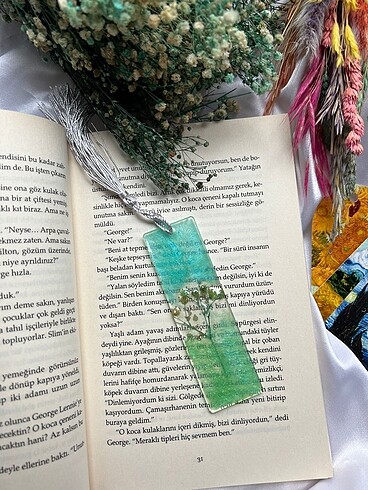 Beden Renk Epoksi El Yapımı Eşsiz Mini Kitap Ayracı