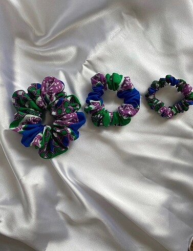 Tasarımcı Üçlü scrunchie set
