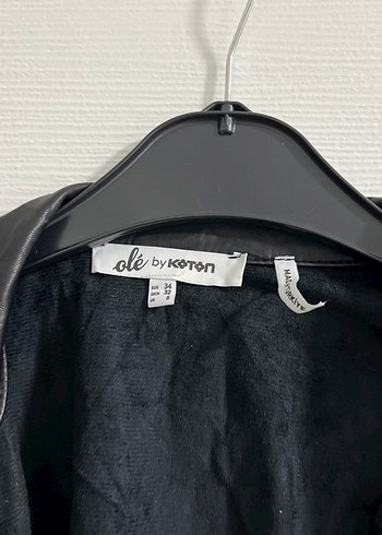 Siyah Deri Kadın Ceket Düğmeli - Görsel 2