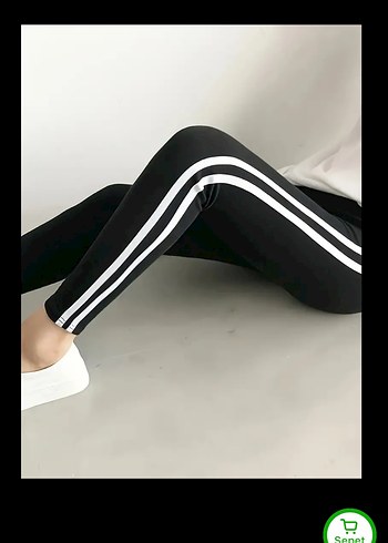 Diğer Beyaz Çizgili Siyah Spor Tayt