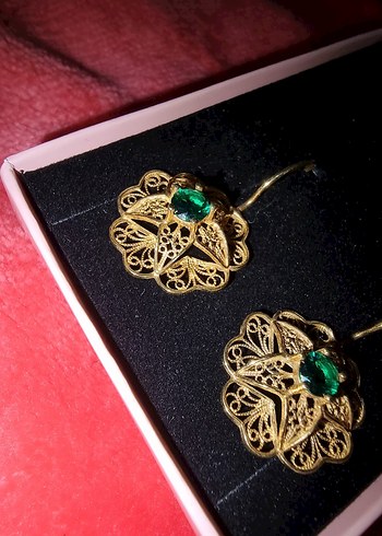 Altın Renk Mini Boncuklu Vintage Küpe - Görsel 6