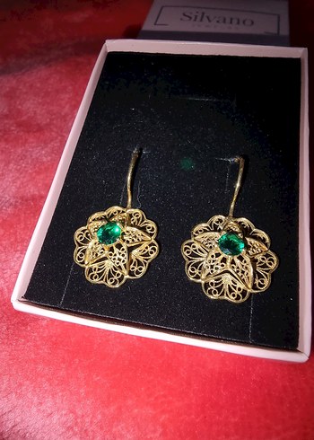 Altın Renk Mini Boncuklu Vintage Küpe - Görsel 2