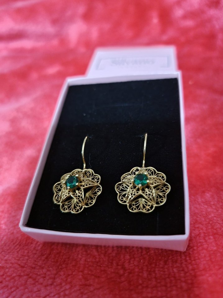 Altın Renk Mini Boncuklu Vintage Küpe - Görsel 3