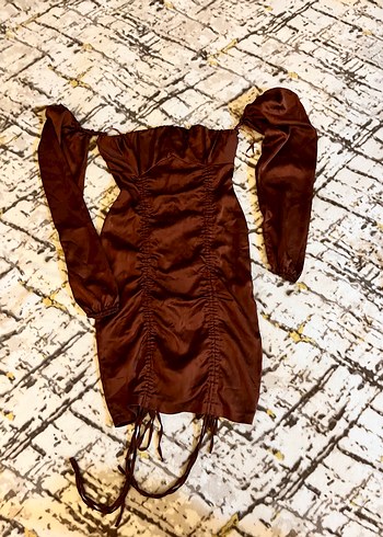 Drapeli Straplez Mini Elbise - Görsel 2