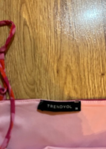 Pembe Kalp Desenli Drapeli Uzun Elbise - Görsel 4