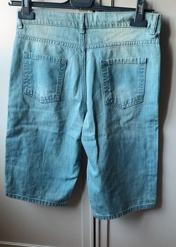 LC Waikiki Erkek Gri Mavi Loose Fit Mini Denim Şort