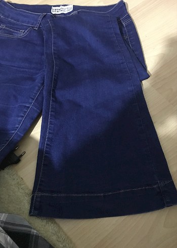 36 Beden Parlak Lacivert Normal Boy düşük bel Kadın Kot Pantolon