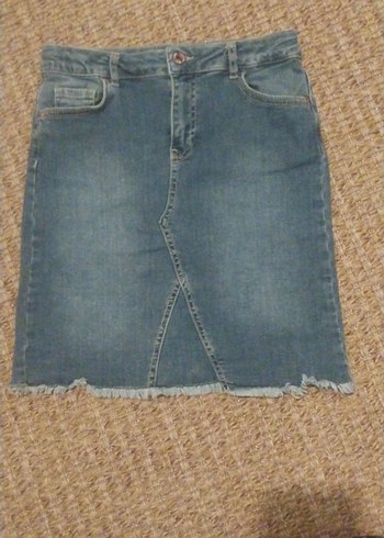 Gri Denim kot Etek