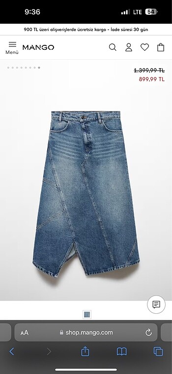 s Beden Mango denim etek
