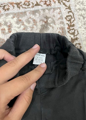 3-6 Ay Beden siyah Renk Erkek Çocuk Siyah Rahat Kesim Pantolon