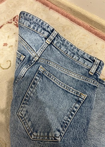 LC Waikiki Düğmeli Bağlama Desenli Mavi Kadın Kot Pantolon