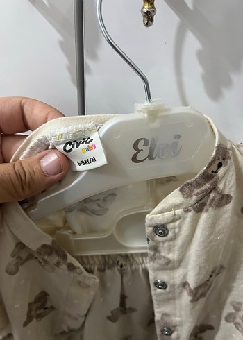 Civil Bej Bohem Uzun Kollu Pamuklu Bebek gecelik takımı