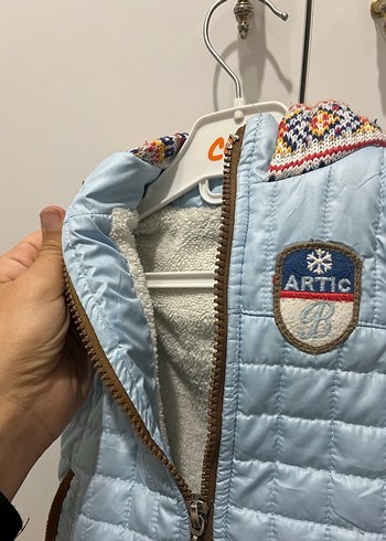 3-6 Ay Beden mavi Renk Erkek Çocuk Mavi Fermuarlı Yelek