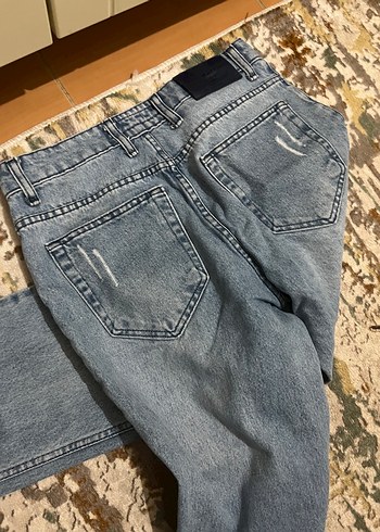40 Beden mavi Renk Gri Mavi Loose Fit Kadın Denim Jean