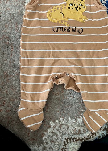 Kolsuz Çizgili Kahverengi Bebek Body - Görsel 2