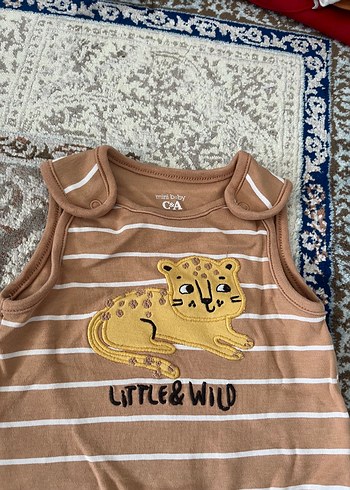 Kolsuz Çizgili Kahverengi Bebek Body - Görsel 6