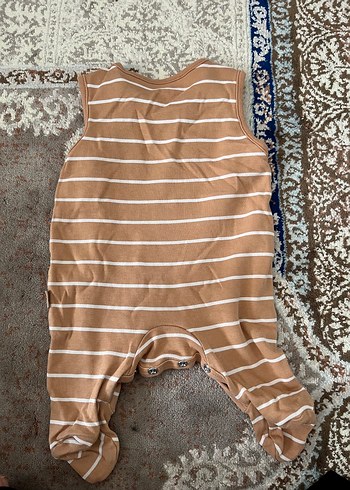 Kolsuz Çizgili Kahverengi Bebek Body - Görsel 7