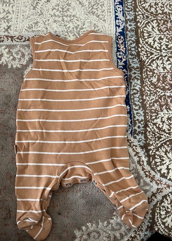 Kolsuz Çizgili Kahverengi Bebek Body - Görsel 8