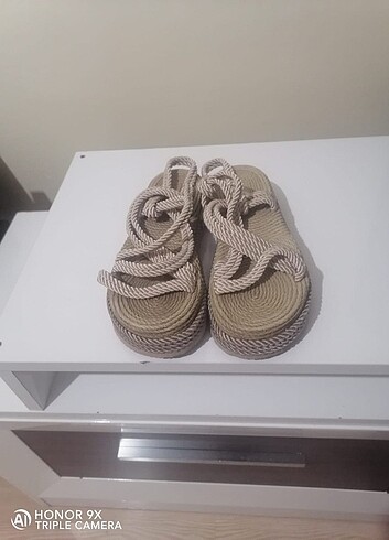 40 Beden camel Renk Bayan hasır sandalet 40 numara