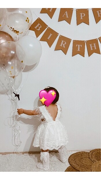 9-12 Ay Beden Doğum günü elbisesi kız bebek