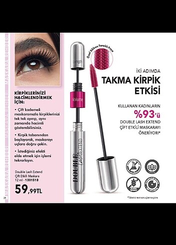 Double Lash Extend Çift Etkili Maskara 12 ml 