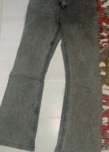 Gri Bağcıklı Bağlamalı Kadın Kot Pantolon
