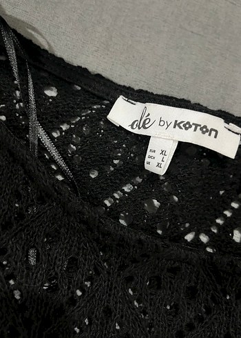 xl Beden siyah Renk Delikli Crop Kazak