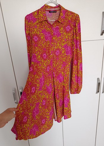 Renkli Bohem Mini Elbise