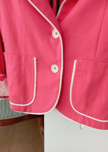 40 Beden pembe Renk Dantel Detaylı Pembe Kadın Blazer Ceket