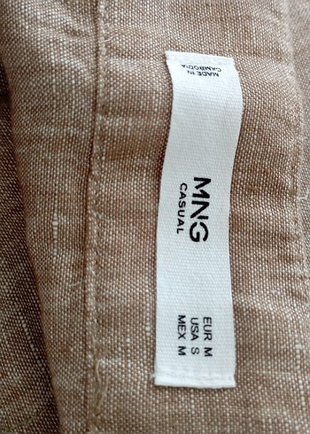 Düğmeli Bej Midi Keten Etek - Görsel 6