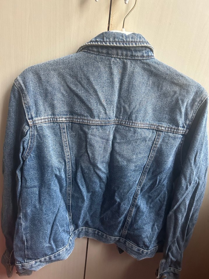 Düğmeli Mavi Kadın Denim Ceket - Görsel 3