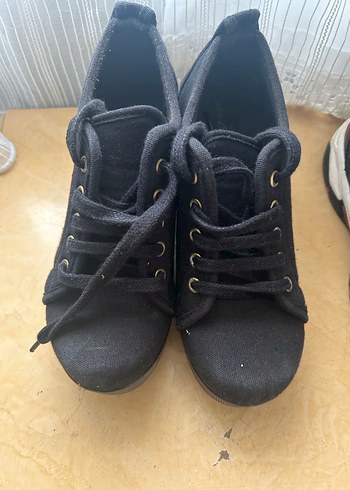 Kadın Siyah Dolgu Topuklu Spor Ayakkabı - Görsel 3