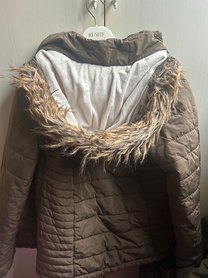 Bej çocuk Midi Mont, Kürklü, Günlük - Görsel 5