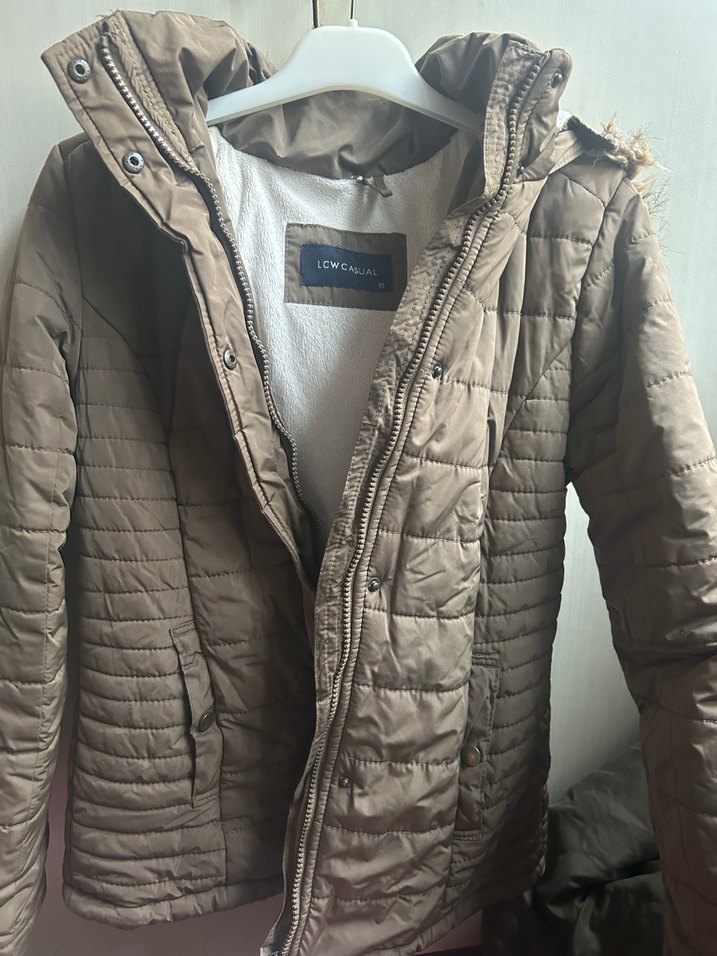 Bej çocuk Midi Mont, Kürklü, Günlük - Görsel 3