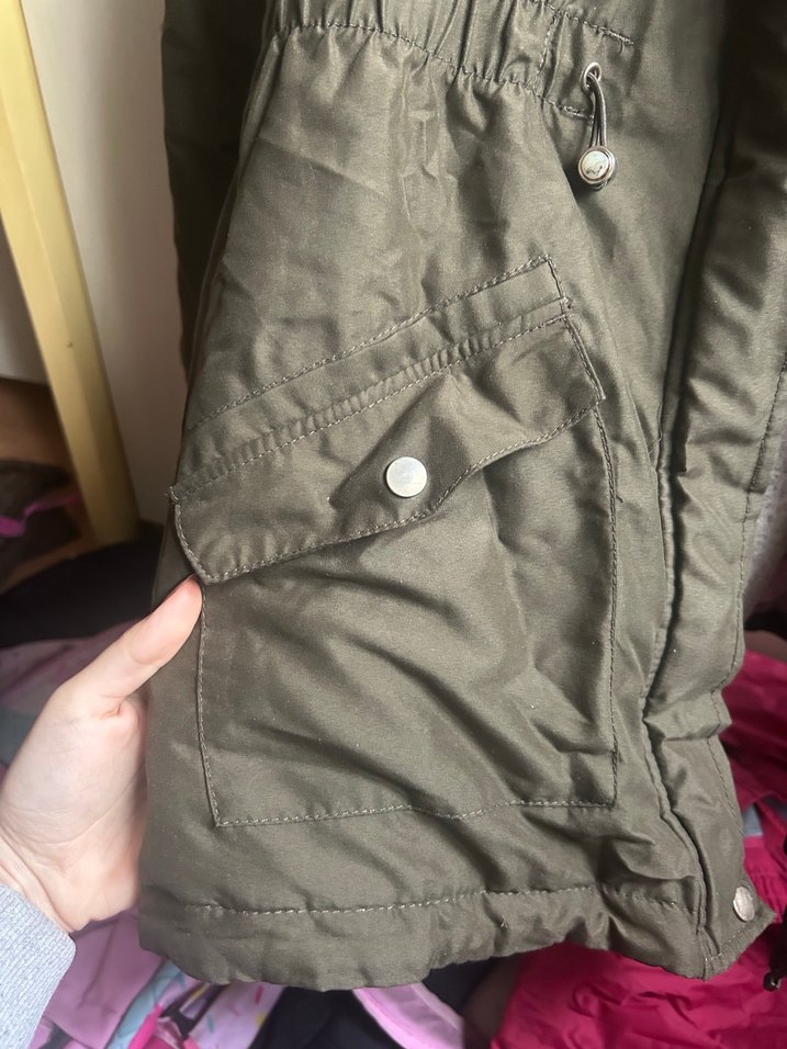 Gri Süet Düğmeli Midi çocuk mont - Görsel 2