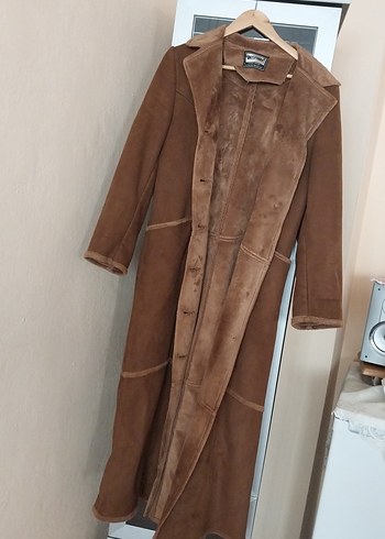 Kahverengi Uzun Süet Kadın Kaban padesü - Görsel 2