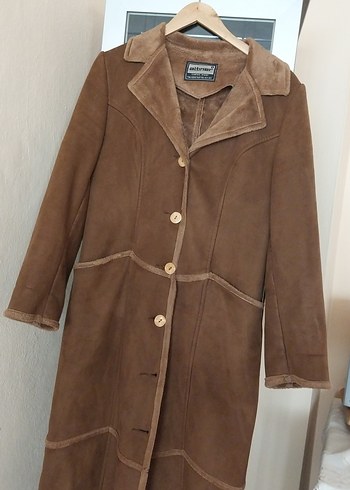 Kahverengi Uzun Süet Kadın Kaban padesü - Görsel 3