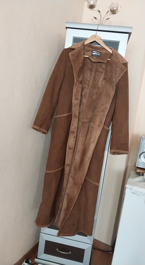 Kahverengi Uzun Süet Kadın Kaban padesü - Görsel 2