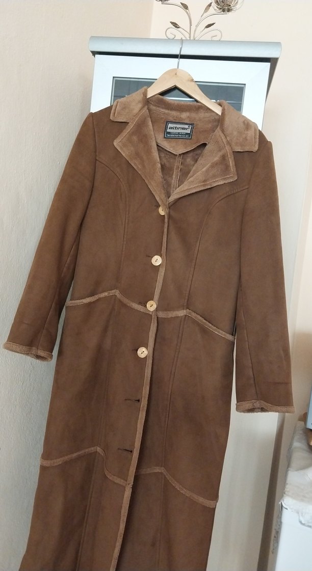 Kahverengi Uzun Süet Kadın Kaban padesü - Görsel 3