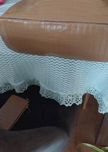 Bej Deri Kadın Çanta  büyük boy - Görsel 6