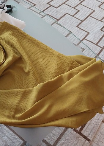 Kadın hardal sarısı şal - Görsel 3