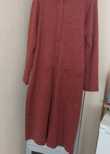 kiremit rengi simlii Kadın Kaban hırka - Görsel 4